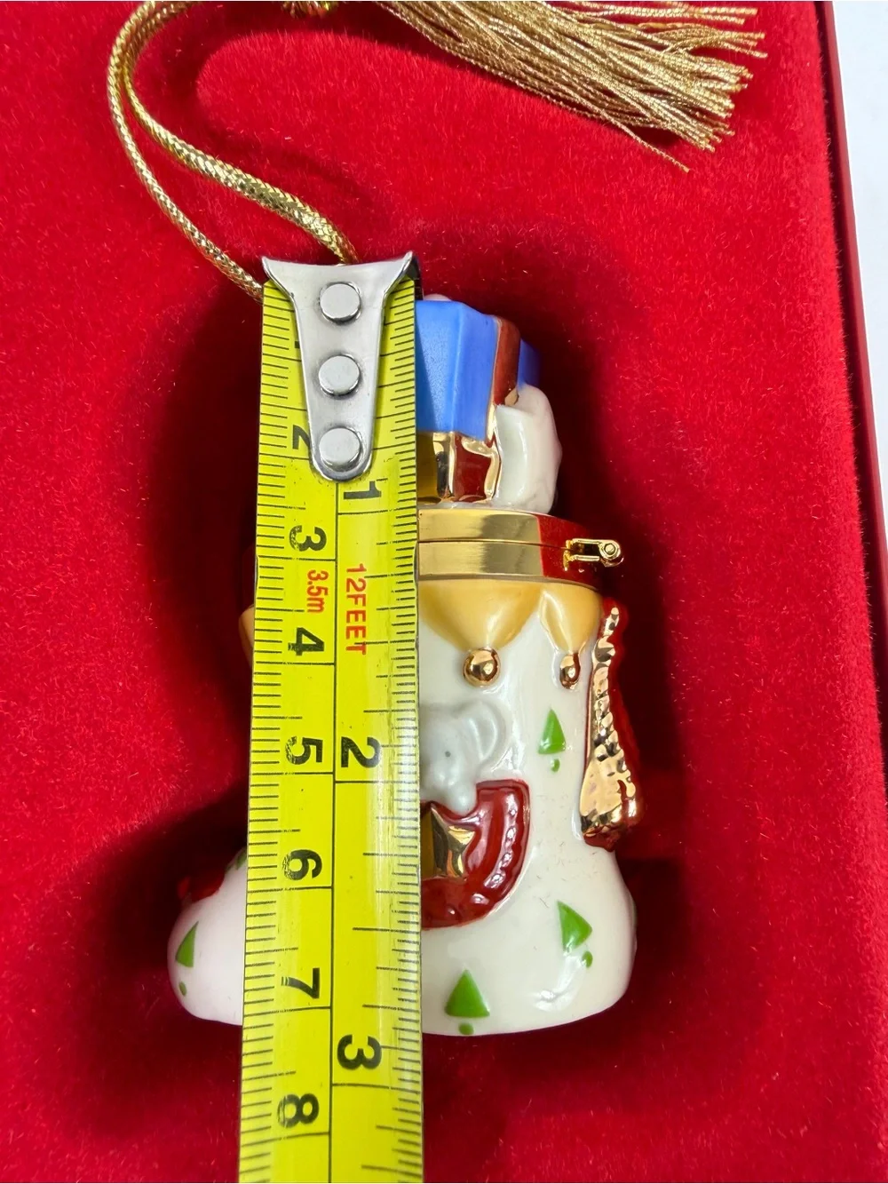 VTG Lenox Christmas Stocking Hinged Porcelain Trinket Box Ornament with/Box NOS